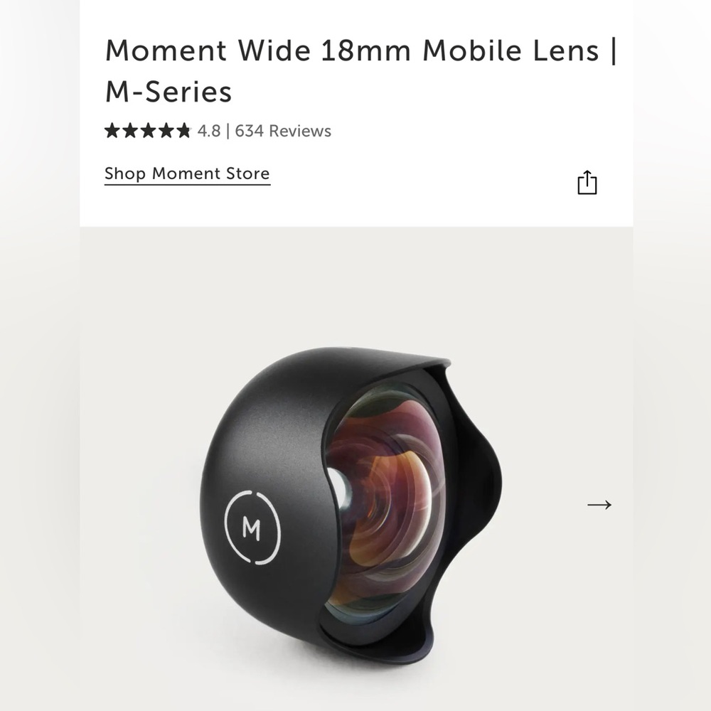Moment Wide 18mm Mobile Lens | M-Series includes Lens cover and Bag for free